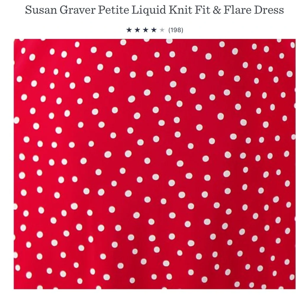 Susan Graver Printed Liquid Knit Fit & Flare Dress Large Tall Red Dot Pockets - Picture 3 of 10